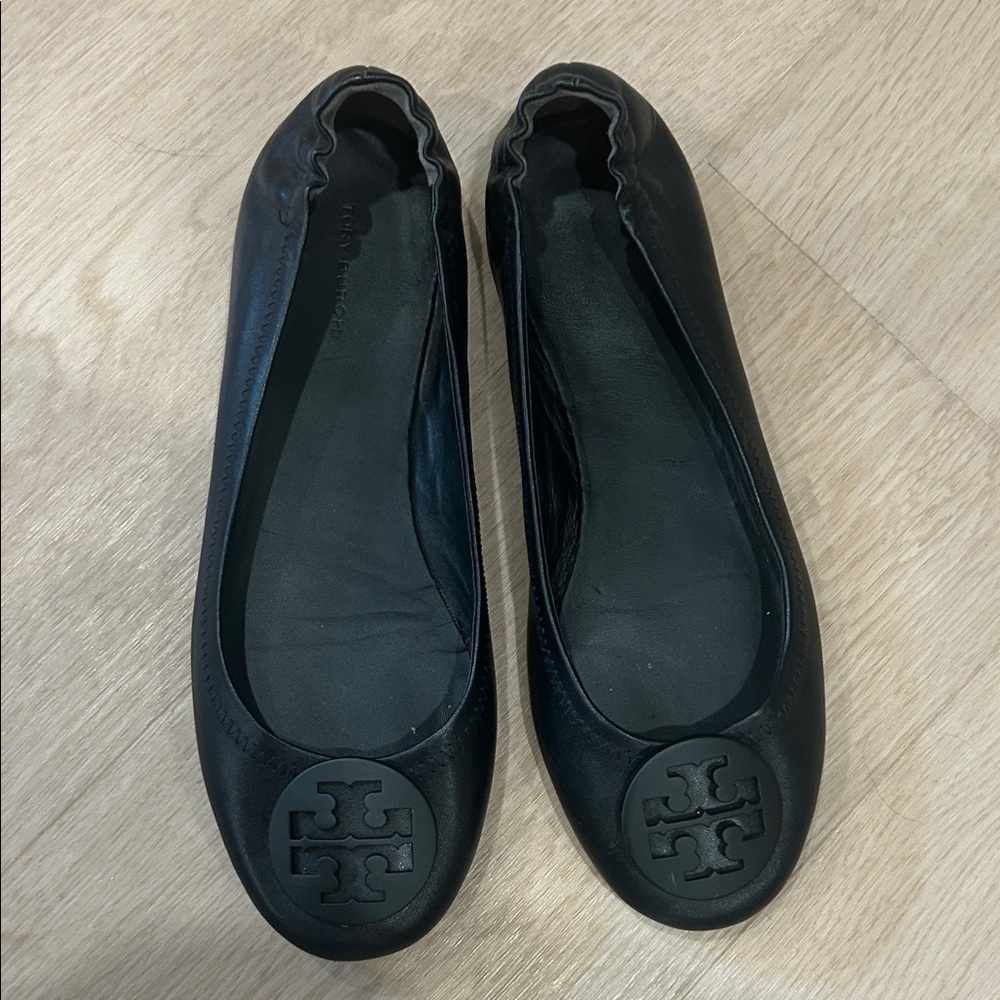 Tory Burch Black Leather Ballet Flats